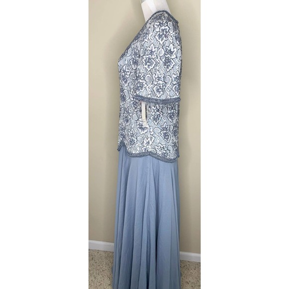 NWT Scala Blue Beaded Sequin Evening Gown Size L - Picture 6 of 12